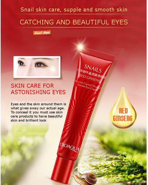 Red Ginseng Eye Cream Snail Essence Anti Aging Eye Cream Moisturizer Ageless Fade Fine Line Remove Dark Circle Eye Bag BIOAQUA