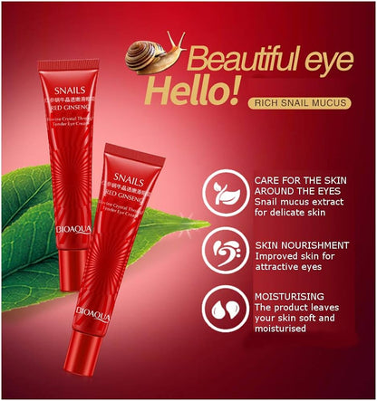 Red Ginseng Eye Cream Snail Essence Anti Aging Eye Cream Moisturizer Ageless Fade Fine Line Remove Dark Circle Eye Bag BIOAQUA