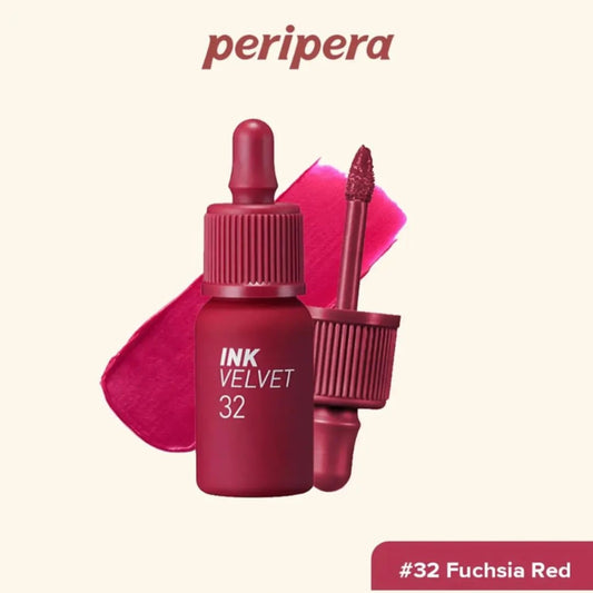 Peripera Ink the Velvet Lip Tint, High Pigment Color, Longwear, Weightless, Not Animal Tested, Gluten-Free, Paraben-Free (032
FUCHSIA RED)