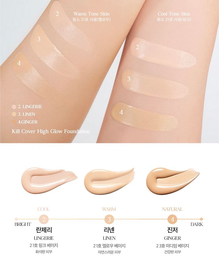 [CLIO] 
KILL COVER FOUNWEAR FOUNDATION spf 30 PA +++(𝟭𝟯𝗴)  . . #⃨4⃨ Ginger